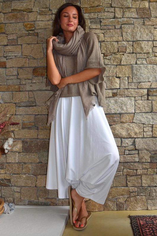 Oscar Asymmetric Hareem Skirt Pant White